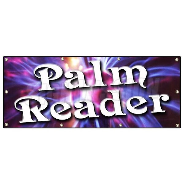 PALM READER BANNER SIGN fortune teller crystal ball future mystic hand